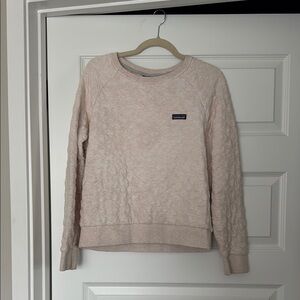 Patagonia Light Beige Pink Quilted Crewneck Sweatshirt size L